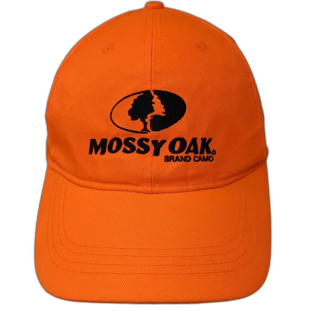 Mossy Oak Baseball Cap Orange One Size Slideback Hunting Outdoor Fishing Hat